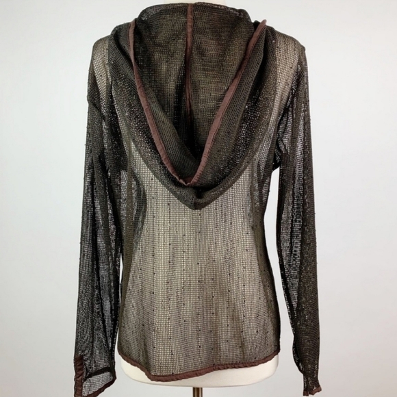 Pacific Cove women's swim coverup brown mesh sequins size M - Picture 6 of 11